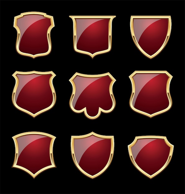 Shinny shield with gold frames