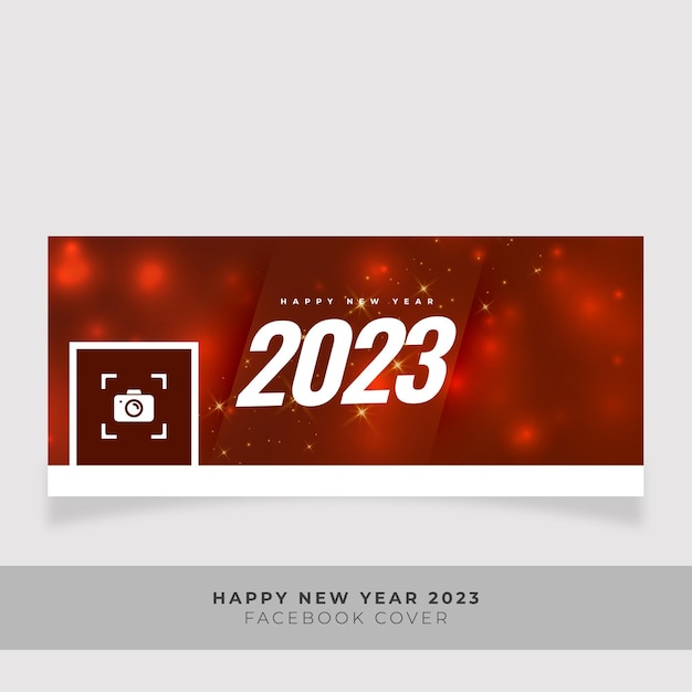 Shiny 2023 new year wishes facebook cover mockup