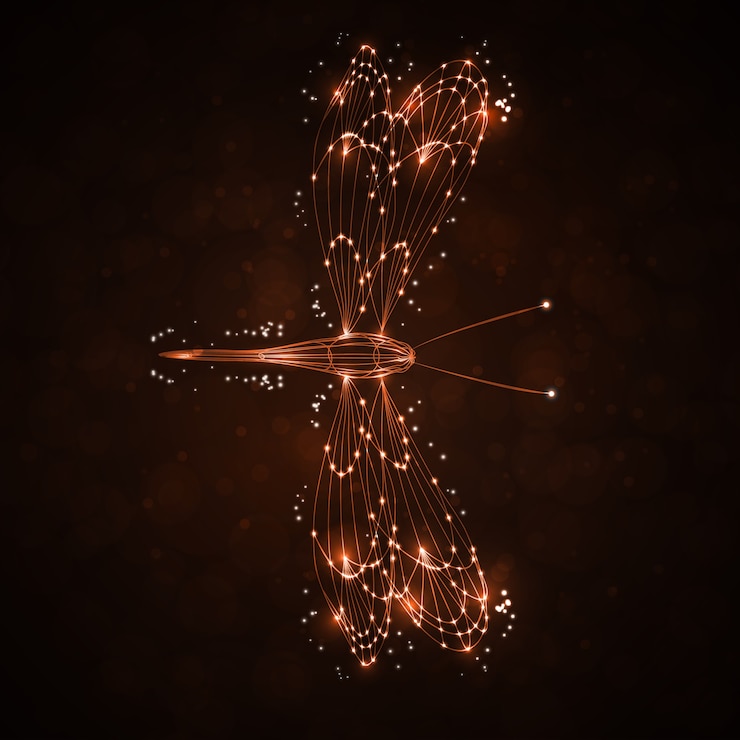 Vector shiny abstract dragonfly, technology energy illustration