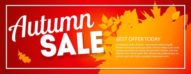 Vector shiny autumn leaves sale banner. business discount card. vector illustration