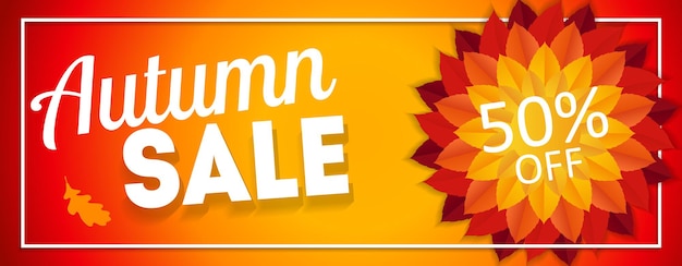 Vector shiny autumn leaves sale banner. business discount card. vector illustration