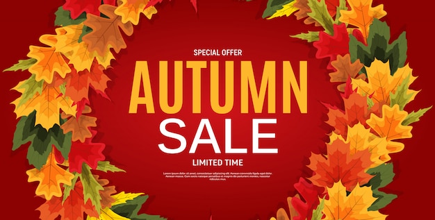 Shiny autumn leaves sale banner