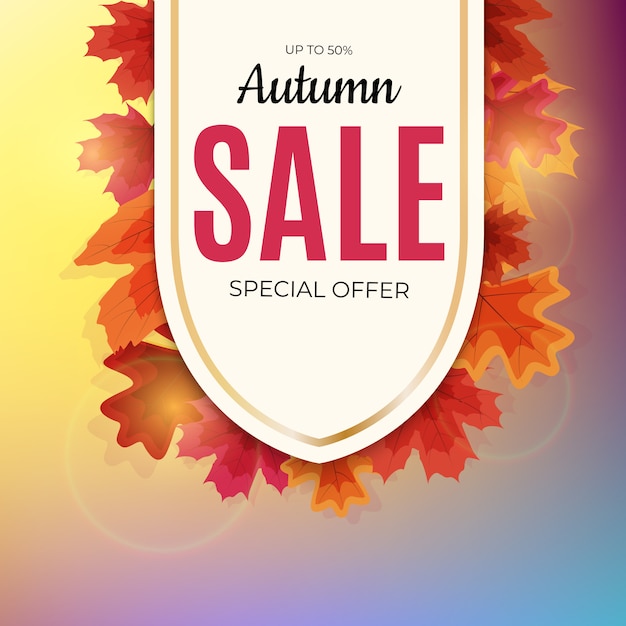 Shiny autumn leaves sale banner.