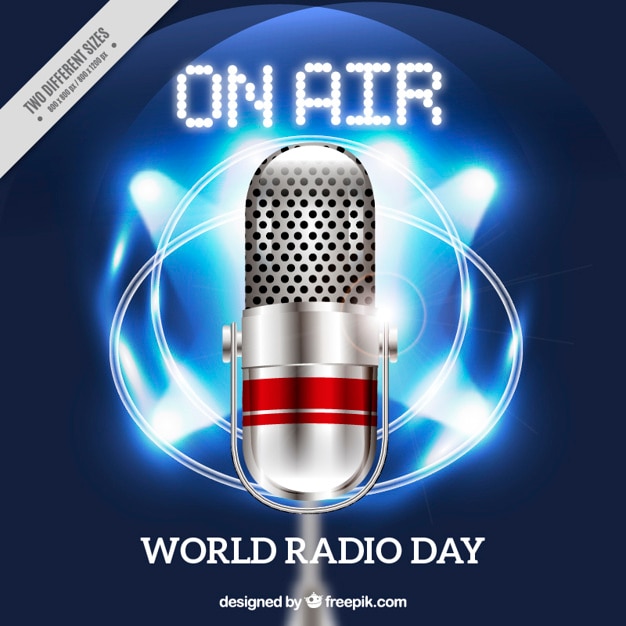 Shiny background with megaphone for world radio day