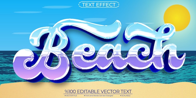 Shiny Beach 편집 가능하고 확장 가능한 템플릿 벡터 텍스트 효과