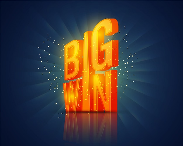 Shiny big win lettering, creative casino background.