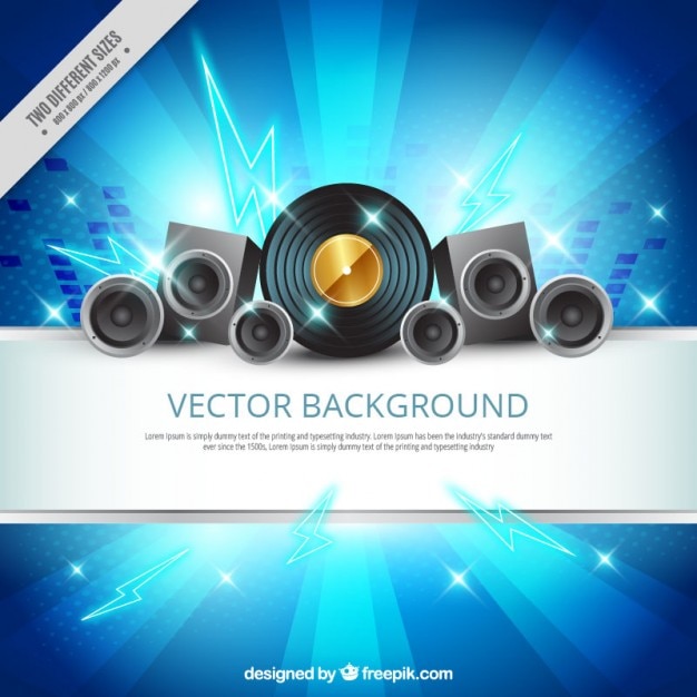 Vector shiny blue background with speakers