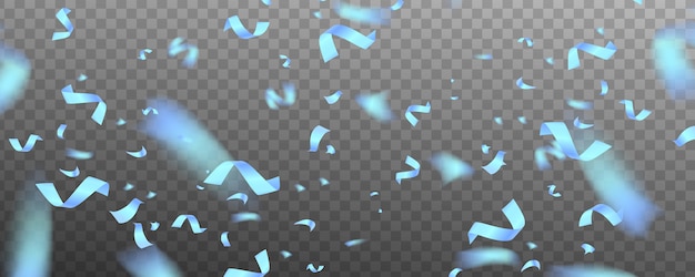 Shiny blue gold confetti isolated on transparent background.