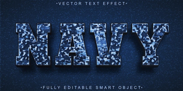 Vector shiny blue navy vector fully editable smart object text effect