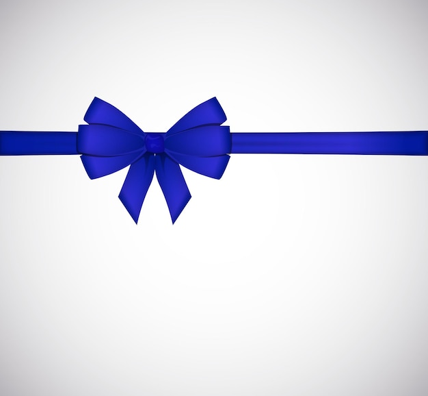 Shiny blue satin ribbon bow isolated on white background