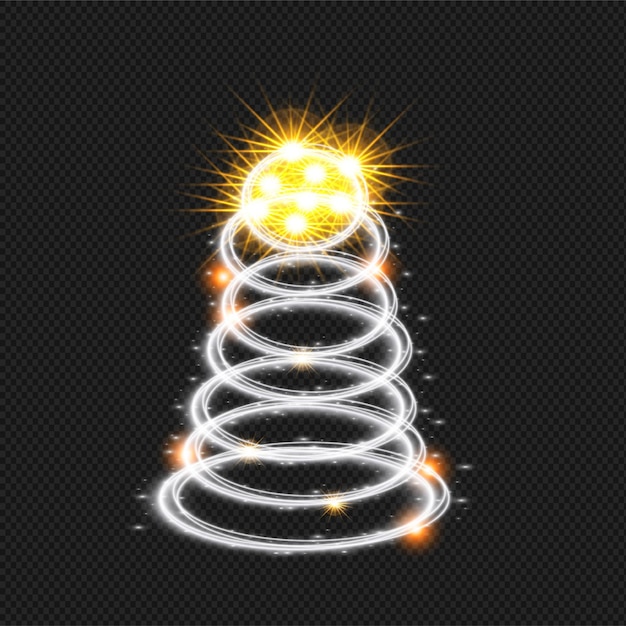 Vector shiny christmas tree. glittering lights in the form of a christmas tree with bright shining.