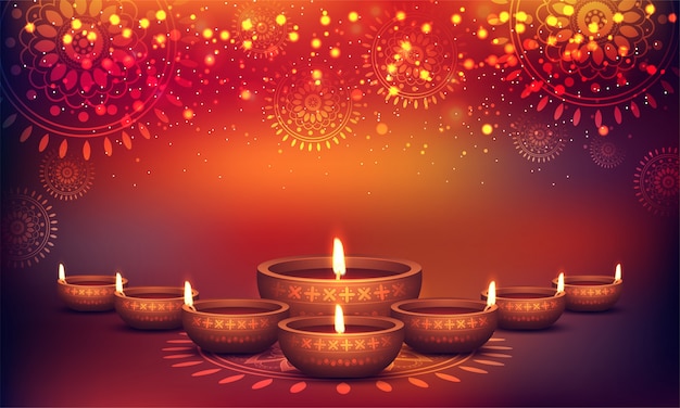 Vettore priorità bassa floreale colorata lucida per la celebrazione diwali.