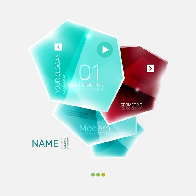 光沢のあるカラフルな幾何学的なビジネス抽象的なインフォ グラフィック テンプレート