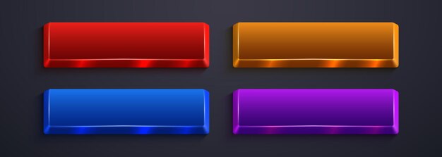 shiny colorful rectangular button set with a glossy metallic effect ideal for web design and user
