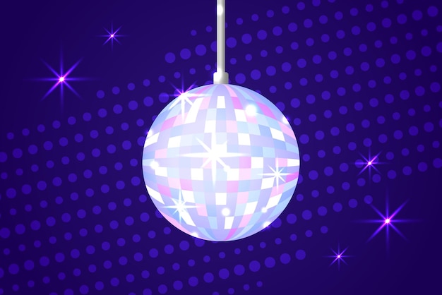 Wall Mural sparkling golden disco ball on a glowing purple background 