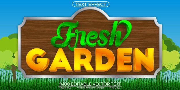 Shiny fresh garden modello modificabile e scalabile effetto testo vettoriale