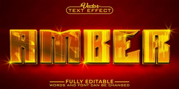 Shiny Gems Orange Amber Vector Editable Text Effect Template