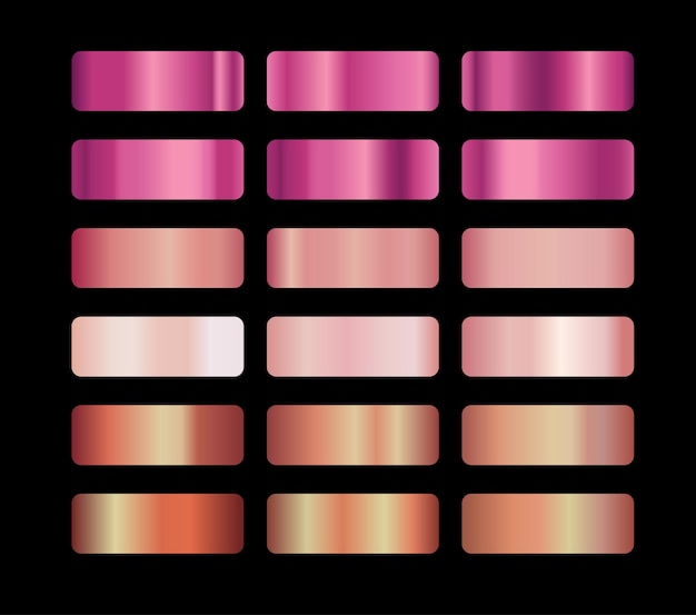 Shiny glossy pink gradient set collection