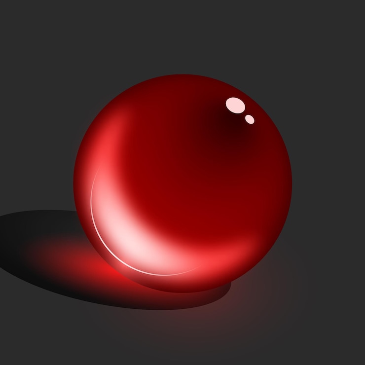 Vector shiny glossy red ball on dark background vector illustration