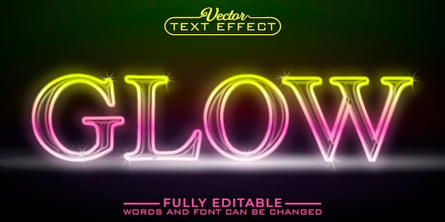 Shiny glow editable text effect template