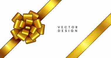 Vector shiny gold satin ribbon on white background vector christmas gift valentines day birthday wrappin