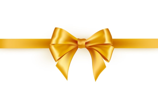 Vector shiny gold satin ribbon on white background