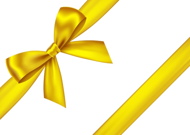 Vector shiny golden decorative  gift ribbon and bow f