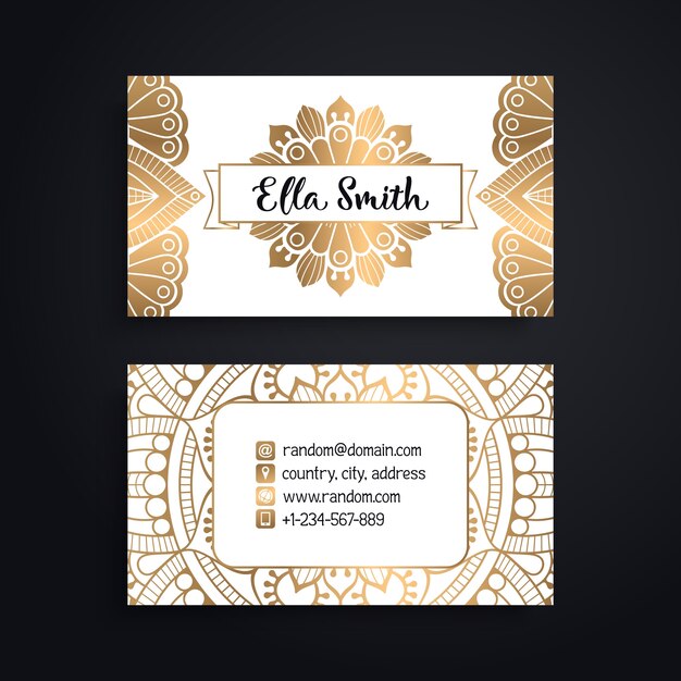 Shiny golden floral visiting card