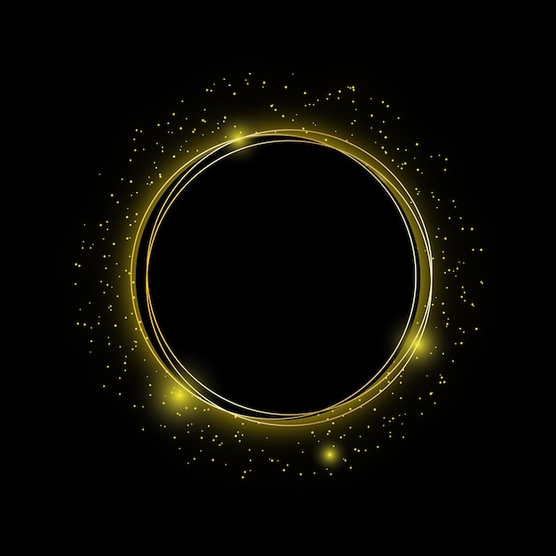 Shiny golden frame with sparkles and smoke free vector