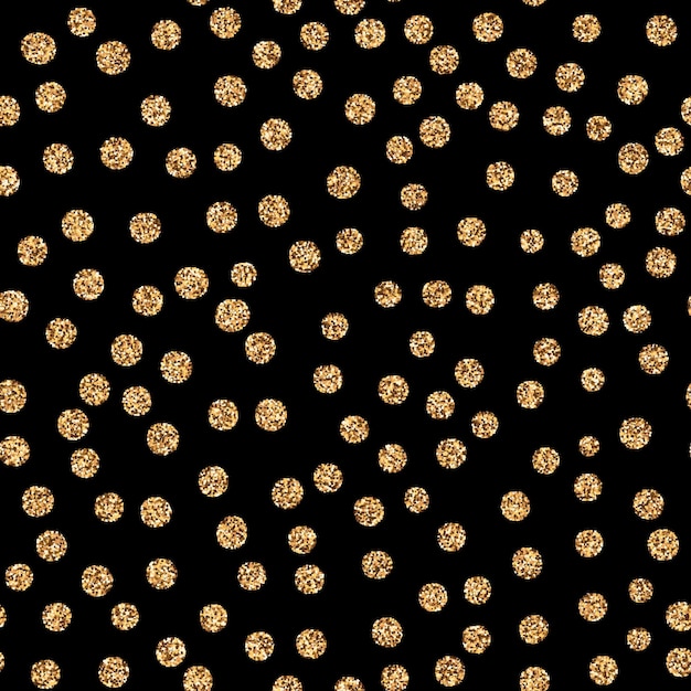 Vector shiny golden glitter polka dots on white background