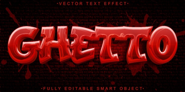 Shiny Graffiti Red Ghetto Vector Volledig bewerkbaar Smart Object Text Effect