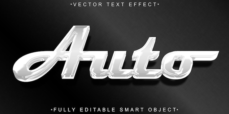 Vector shiny gray auto vector fully editable smart object text effect