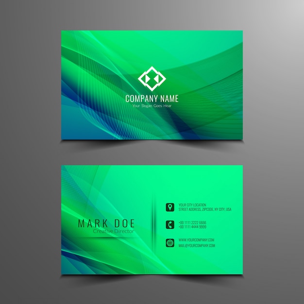 Shiny green wavy business card