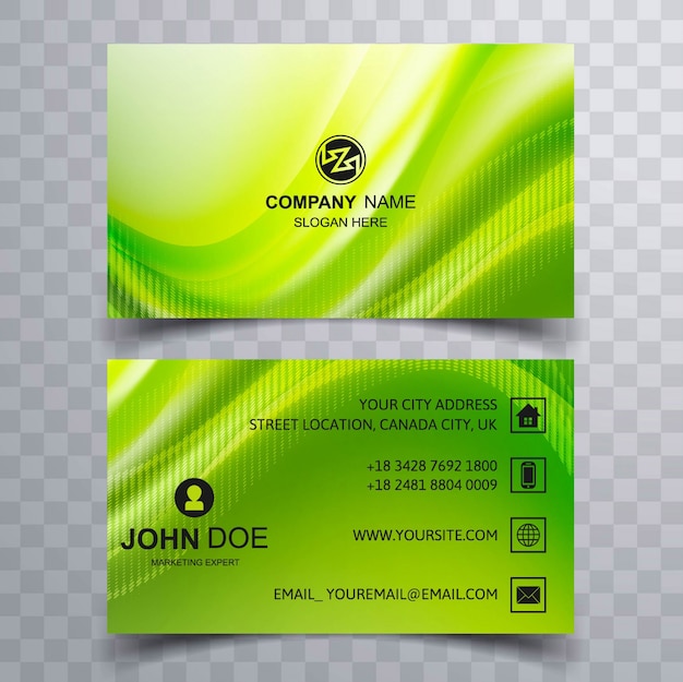 Shiny green wavy visiting card