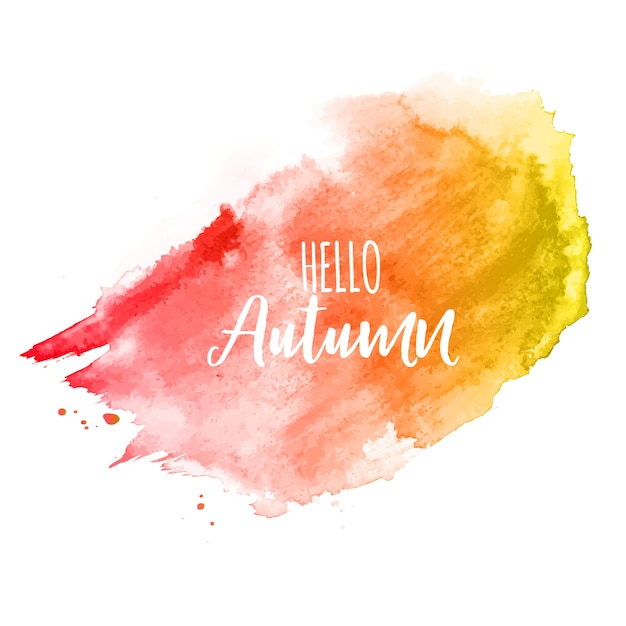 Shiny Hello Autumn Watercolor Splash Background