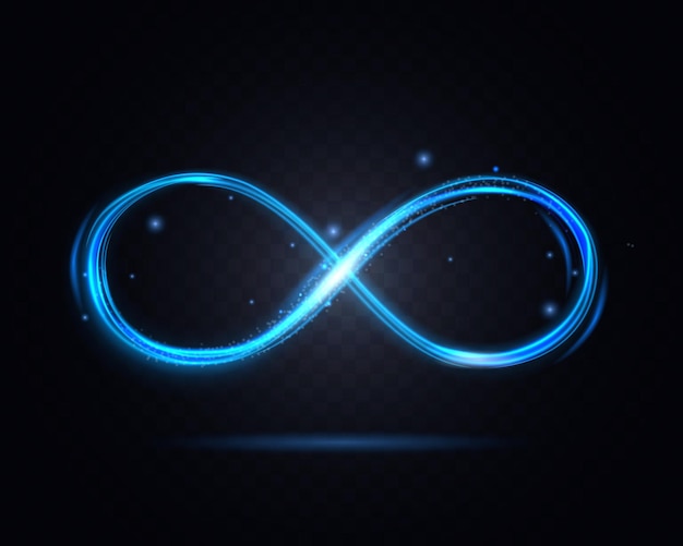 Shiny Infinity Symbol on a Dark Transparent Background for Web and App Graphic Design Vector illustration of Decor Element