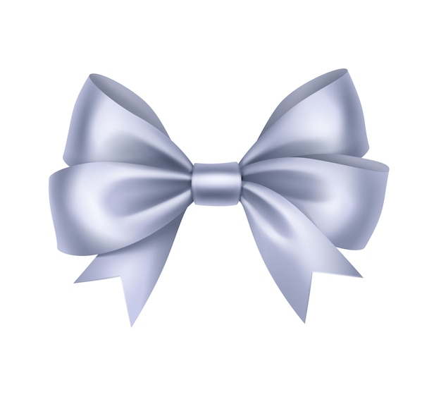 Shiny Light Blue Satin Gift Bow Close up Isolated