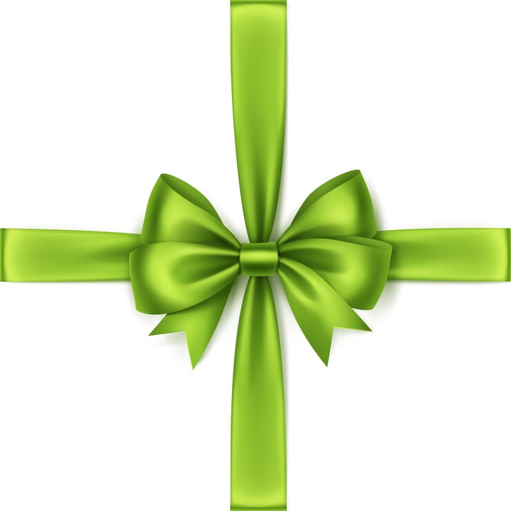 वेक्टर shiny light green lime satin bow and ribbon top view close up isolated