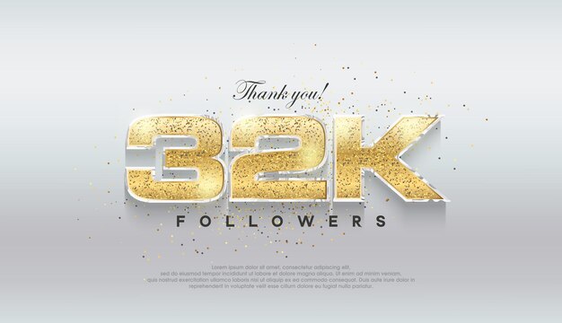 Vector shiny luxury gold 32k followers premium vector background for celebration