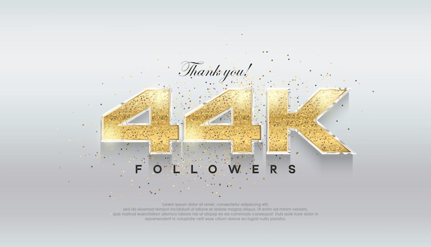 Vector shiny luxury gold 44k followers premium vector background for celebration