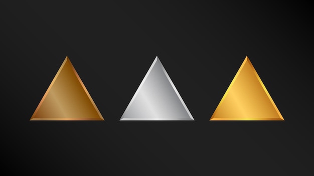 Vector shiny metal blank triangle shape vector set