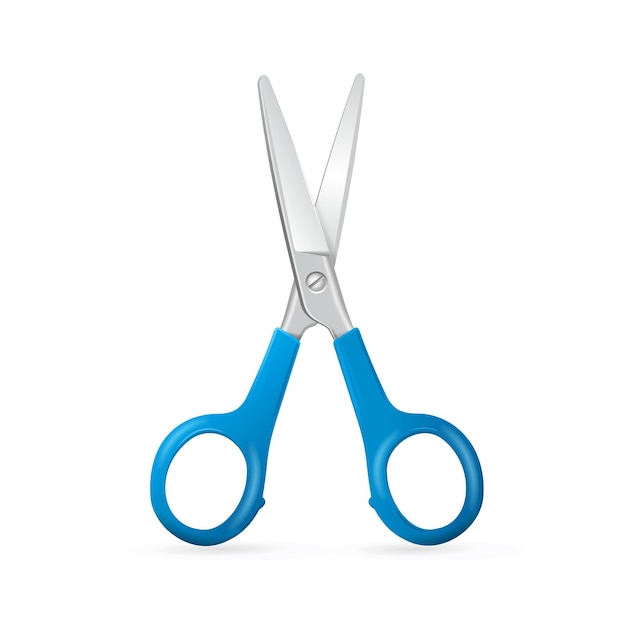 Shiny Metal Blue Scissors Cutting. Vector illustration