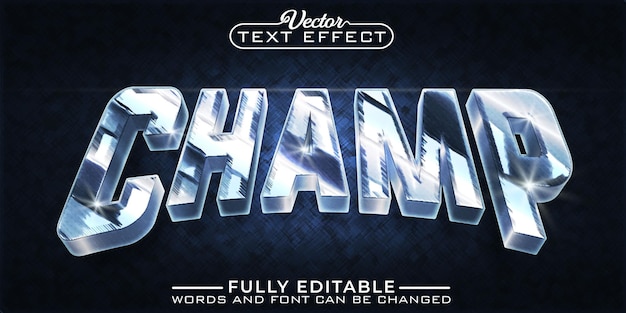 Shiny Metallic Champ Vector Editable Text Effect Template