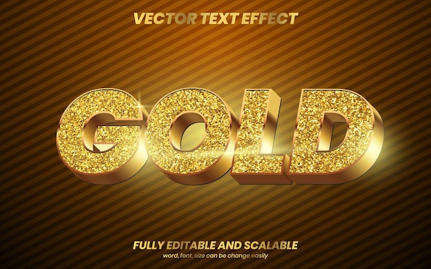 Shiny metallic modern gold editable text effect vector image