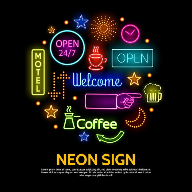 Shiny neon signs template