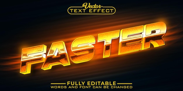 Shiny Orange Faster Vector Editable Text Effect Template