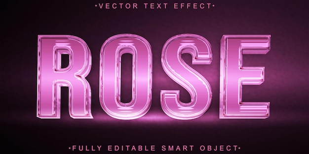 Vector shiny pink rose vector fully editable smart object text effect