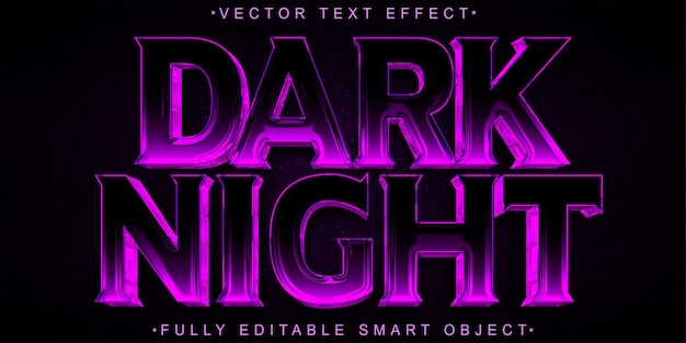 Shiny purple dark night vector fully editable smart object text effect