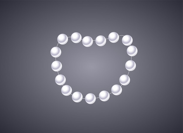 Vector shiny realistic pearl necklace jewel string vector illustration isolated on dark background