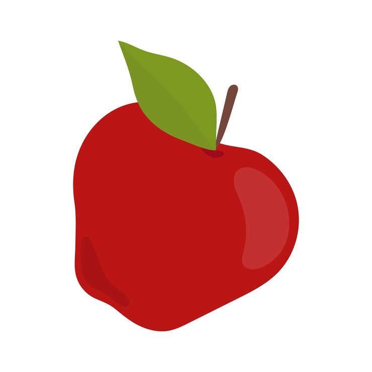 Vector shiny red apple fruit cartoon icon concept vector illustration